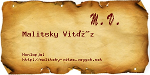 Malitsky Vitéz névjegykártya